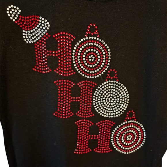 Vila Milano Black Rhinestone HO HO HO Lightweight Sweater, Womens size Medium - Picture 5 of 12